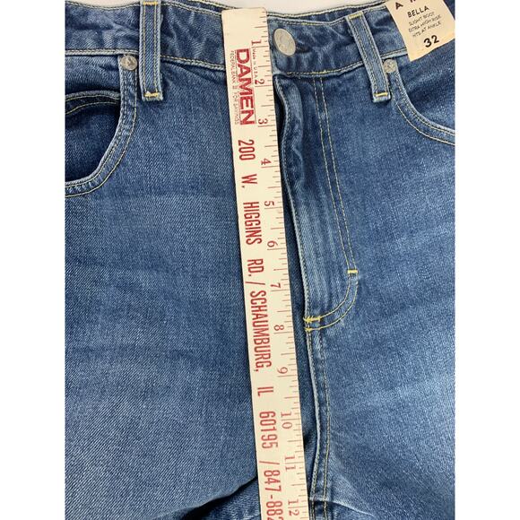 AMO Women 32 Bella Jeans Crush Slight Boot Extra High Rise Ankle NWT Raw Hem USA - Picture 7 of 16